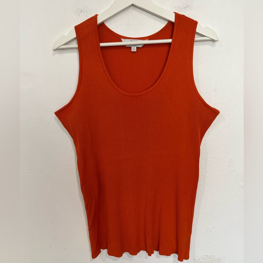 EXCLUSIVELY MISOOK Sleeveless Tank Shell Top Classic Orange Scoop Neck Knit 1X